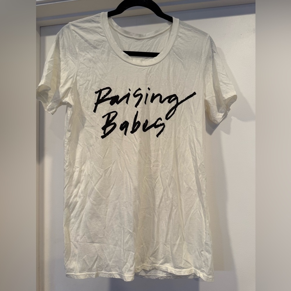 Women’s ‘Raising Babes’ White Graphic Tee